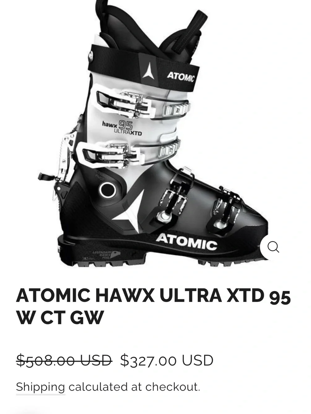 Hawx UltraXTR Black and White Ski Boot